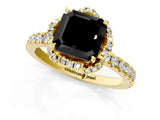 Yellow gold Fancy Black Asscher Cut Diamond Halo Pave Band with Four-Prong Setting_4