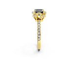 Yellow gold Fancy Black Asscher Cut Diamond Halo Pave Band with Four-Prong Setting_5