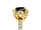 Yellow gold Fancy Black Asscher Cut Diamond Halo Pave Band with Four-Prong Setting_8