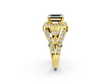 Yellow gold Fancy Black Asscher Cut Diamond Halo Ring with Split Shank and Bezel Accents and Four-Prong Setting_2