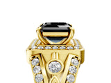 Yellow gold Fancy Black Asscher Cut Diamond Halo Ring with Split Shank and Bezel Accents and Four-Prong Setting_5