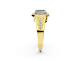 Yellow gold Fancy Black Asscher Cut Diamond Halo Ring with Split Shank and Bezel Accents and Prong Setting_2