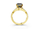 Yellow gold Fancy Black Asscher Cut Diamond  Halo Twist Band Solitaire Prong Setting Ring_27