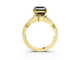 Yellow gold Fancy Black Asscher Cut Diamond  Halo Twist Band Solitaire Prong Setting Ring_45