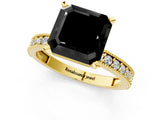 Yellow gold Fancy Black Asscher Cut Diamond Milgrain Pavé Engagement Ring with Four-Prong Setting_1