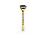 Yellow gold Fancy Black Asscher Cut Diamond Milgrain Pavé Engagement Ring with Four-Prong Setting_2