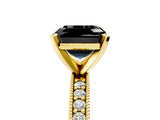 Yellow gold Fancy Black Asscher Cut Diamond Milgrain Pavé Engagement Ring with Four-Prong Setting_5