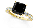 Yellow gold Fancy Black Asscher Cut Diamond Pavé Band Solitaire Ring with Four-Prong Setting_1