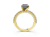 Yellow gold Fancy Black Asscher Cut Diamond Pavé Band Solitaire Ring with Four-Prong Setting_3