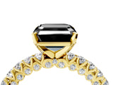 Yellow gold Fancy Black Asscher Cut Diamond Pavé Band Solitaire Ring with Four-Prong Setting_4