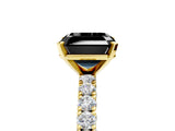 Yellow gold Fancy Black Asscher Cut Diamond Pavé Band Solitaire Ring with Four-Prong Setting_5