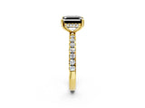 Yellow gold Fancy Black Asscher Cut Diamond Pave Band Solitaire Ring with Four-Prong Setting_14