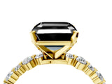 Yellow gold Fancy Black Asscher Cut Diamond Prong Set Engagement Ring with Pave Band_4
