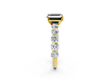 Yellow gold Fancy Black Asscher Cut Diamond Prong Setting with Side Stones on a Pave Band_2