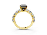 Yellow gold Fancy Black Asscher Cut Diamond Prong Setting with Side Stones on a Pave Band_3