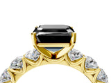 Yellow gold Fancy Black Asscher Cut Diamond Prong Setting with Side Stones on a Pave Band_4