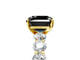 Yellow gold Fancy Black Asscher Cut Diamond Prong Setting with Side Stones on a Pave Band_5