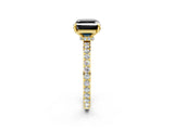 Yellow gold Fancy Black Asscher Cut Diamond Ring with Pavé Band and Four-Prong Setting_2