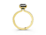 Yellow gold Fancy Black Asscher Cut Diamond Ring with Pavé Band and Four-Prong Setting_3