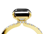 Yellow gold Fancy Black Asscher Cut Diamond Ring with Pavé Band and Four-Prong Setting_4