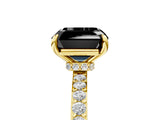 Yellow gold Fancy Black Asscher Cut Diamond Ring with Pavé Band and Four-Prong Setting_5