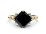 Yellow gold Fancy Black Asscher Cut Diamond Ring with Side Stones and Four-Prong Setting_36