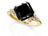 Yellow gold Fancy Black Asscher Cut Diamond Ring with Side Stones and Four-Prong Setting_37