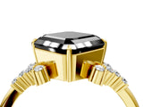 Yellow gold Fancy Black Asscher Cut Diamond Ring with Side Stones and Four-Prong Setting_40