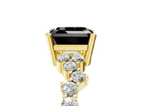 Yellow gold Fancy Black Asscher Cut Diamond Scattered Round Accent Ring with Prong Setting_17