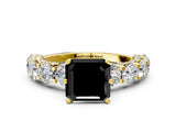 Yellow gold Fancy Black Asscher Cut Diamond Side Stone Engagement Ring with Four-Prong Setting_24