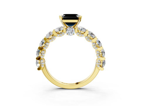 Yellow gold Fancy Black Asscher Cut Diamond Side Stone Engagement Ring with Four-Prong Setting_27