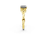 Yellow gold Fancy Black Asscher Cut Diamond Solitaire Engagement Ring with Celtic Knot Band and Four-Prong Setting_2