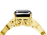 Yellow gold Fancy Black Asscher Cut Diamond Solitaire Engagement Ring with Celtic Knot Band and Four-Prong Setting_4