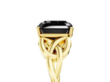 Yellow gold Fancy Black Asscher Cut Diamond Solitaire Engagement Ring with Celtic Knot Band and Four-Prong Setting_5