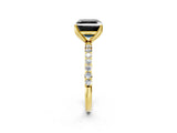 Yellow gold Fancy Black Asscher Cut Diamond Solitaire Engagement Ring with Pavé Band and Prong Setting_2