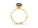 Yellow gold Fancy Black Asscher Cut Diamond Solitaire Engagement Ring with Pavé Band and Prong Setting_3