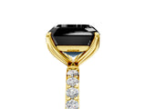Yellow gold Fancy Black Asscher Cut Diamond Solitaire Engagement Ring with Pavé Band and Prong Setting_5
