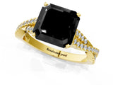 Yellow gold Fancy Black Asscher Cut Diamond Solitaire Engagement Ring with Twisted Pavé Band and Four-Prong Setting_25