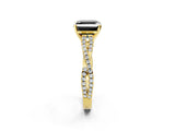 Yellow gold Fancy Black Asscher Cut Diamond Solitaire Engagement Ring with Twisted Pavé Band and Four-Prong Setting_26