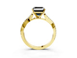 Yellow gold Fancy Black Asscher Cut Diamond Solitaire Engagement Ring with Twisted Pavé Band and Four-Prong Setting_27