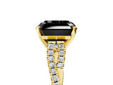 Yellow gold Fancy Black Asscher Cut Diamond Solitaire Engagement Ring with Twisted Pavé Band and Four-Prong Setting_29