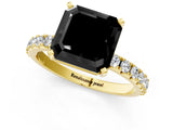 Yellow gold Fancy Black Asscher Cut Diamond Solitaire Pavé Band with Four-Prong Setting_1