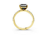 Yellow gold Fancy Black Asscher Cut Diamond Solitaire Pavé Band with Four-Prong Setting_3