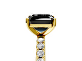 Yellow gold Fancy Black Asscher Cut Diamond Solitaire Pavé Band with Four-Prong Setting_5