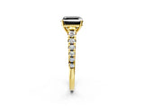 Yellow gold Fancy Black Asscher Cut Diamond Solitaire Ring with Cathedral Setting and Pavé Band_2