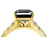Yellow gold Fancy Black Asscher Cut Diamond Solitaire Ring with Cathedral Setting and Pavé Band_4