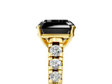 Yellow gold Fancy Black Asscher Cut Diamond Solitaire Ring with Cathedral Setting and Pavé Band_5