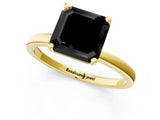 Yellow gold Fancy Black Asscher Cut Diamond Solitaire Ring with Classic Band and Four-Prong Setting_1