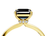 Yellow gold Fancy Black Asscher Cut Diamond Solitaire Ring with Classic Band and Four-Prong Setting_4