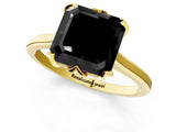 Yellow gold Fancy Black Asscher Cut Diamond Solitaire Ring with Flower Prong Setting and Classic Band_13